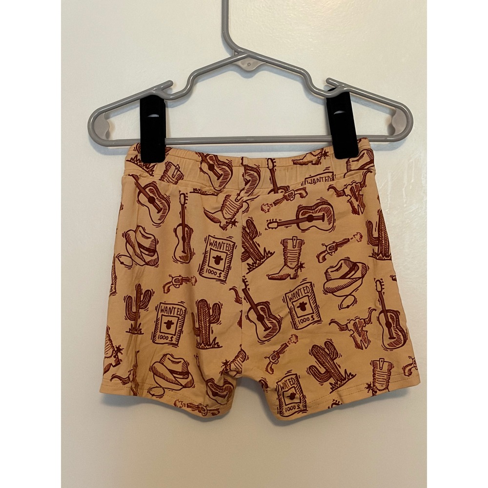 Minikin Mischief Western Cowboy Print Shorts Kids 3T Boys Girls Elastic Waist - Picture 3 of 6